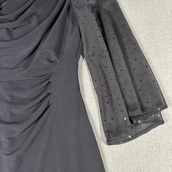 Connected Apparel Womens 6 Navy Blue Drape Neck Pullover Flutter Sleeve - Picture 5 of 9